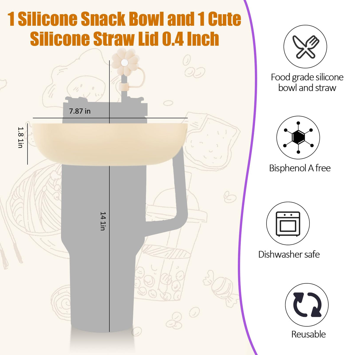 Insefocc silicone material close-up shows flexible, reusable snack tray for adventures.