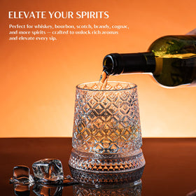 INSETLAN 10oz whiskey glass shows generous capacity for ice or stones.