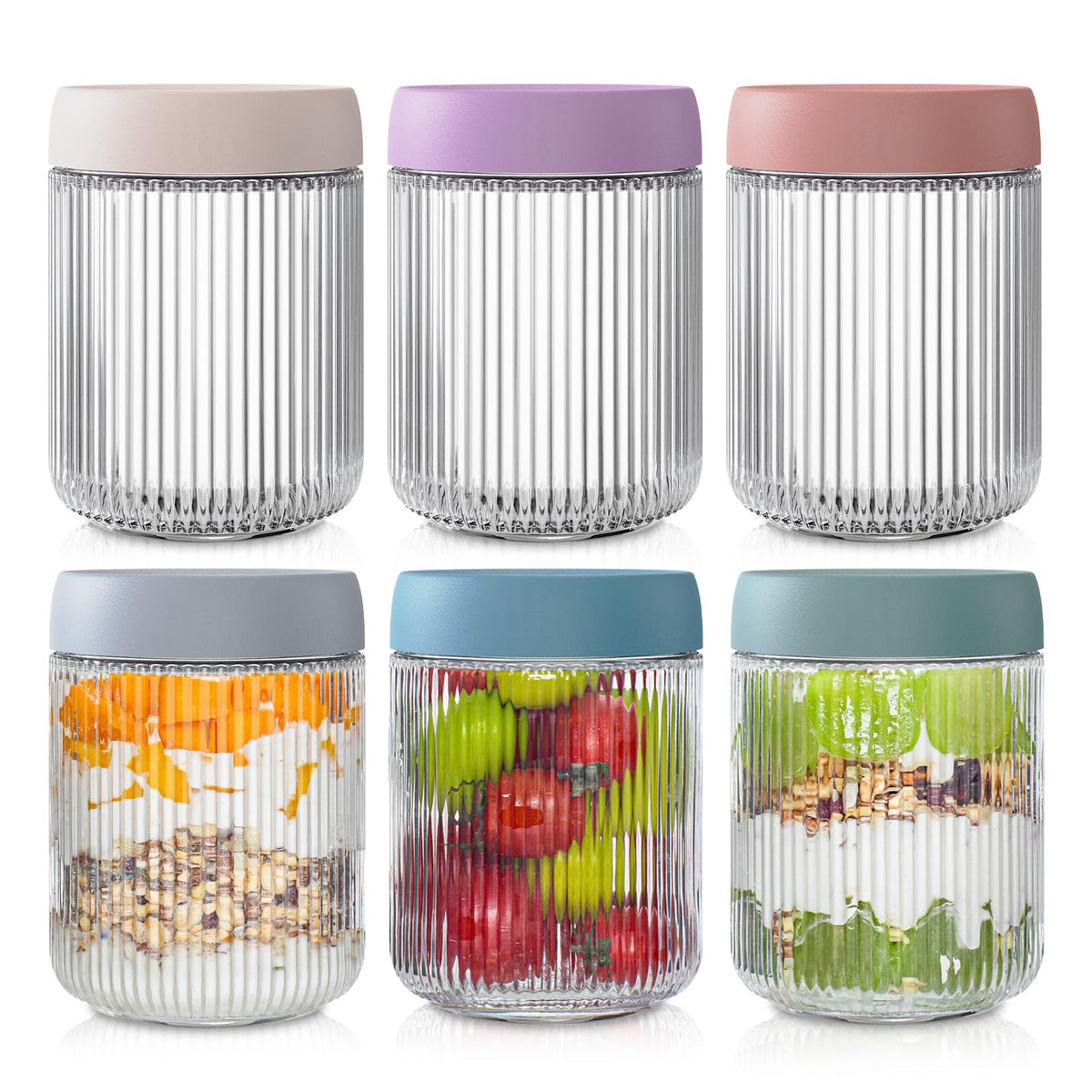INSETLAN 16oz glass jar with lids for easy meal prep and freshness.