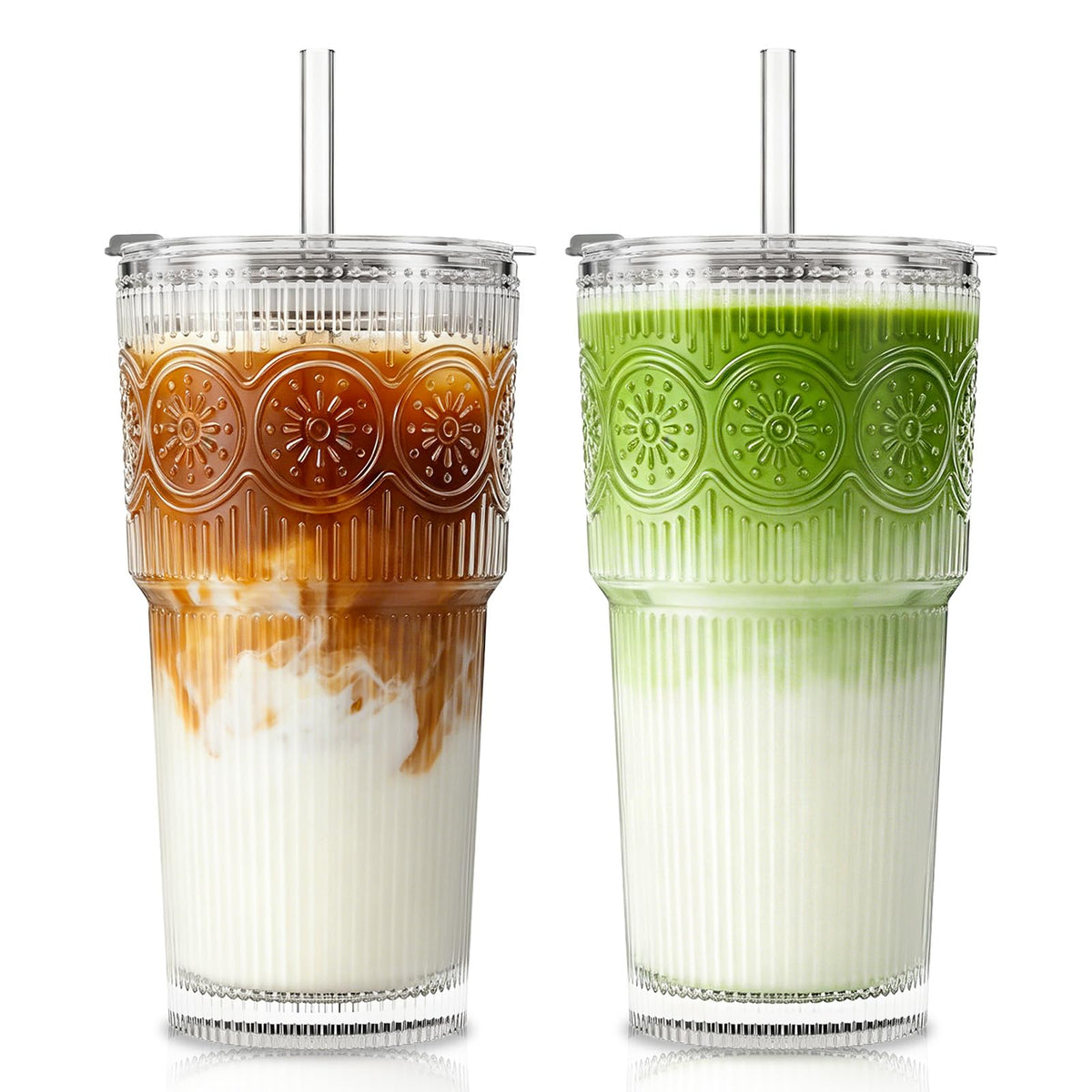INSETLAN 20oz ribbed floral tumbler with lid and straw for stylish everyday sipping.