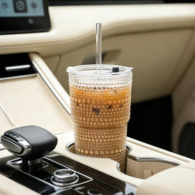 Four-piece INSETLAN glass tumbler set ready for everyday beverages.