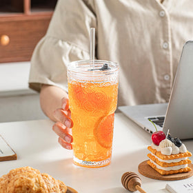 INSETLAN Begonia Flower Glass Tumbler eco-friendly and gift-ready design.