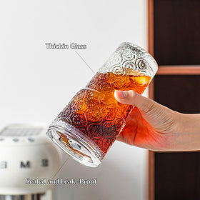 INSETLAN Begonia Flower Glass Tumbler suitable for hot tea and cold drinks.