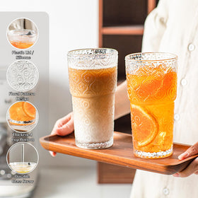 INSETLAN Begonia Flower Glass Tumbler made with lead-free material and clarity.