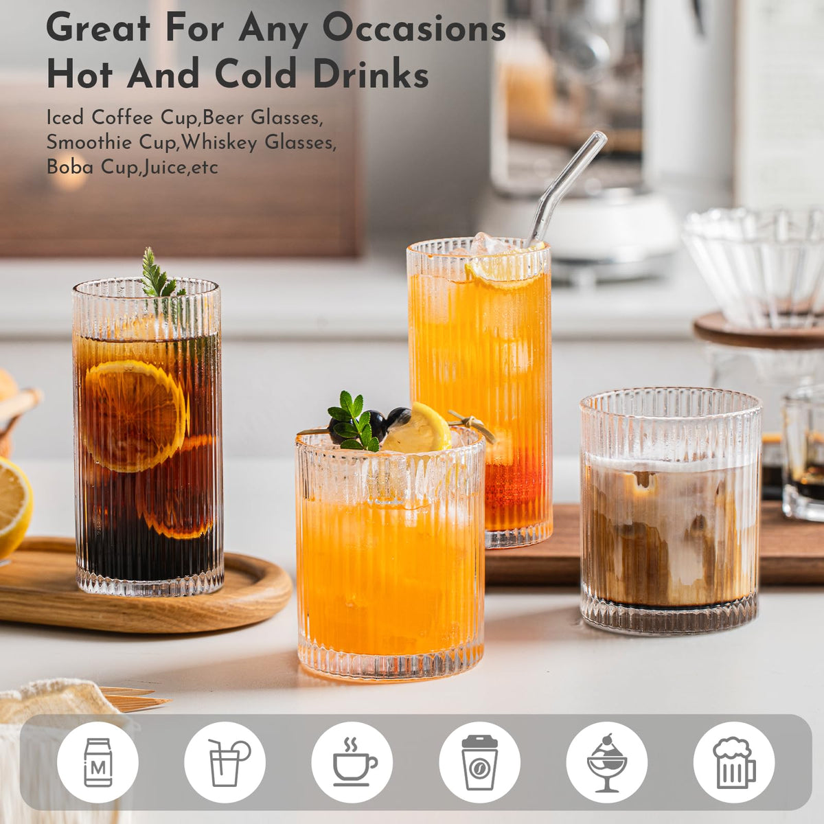INSETLAN crystal-clear glass showcases drink color and clarity.