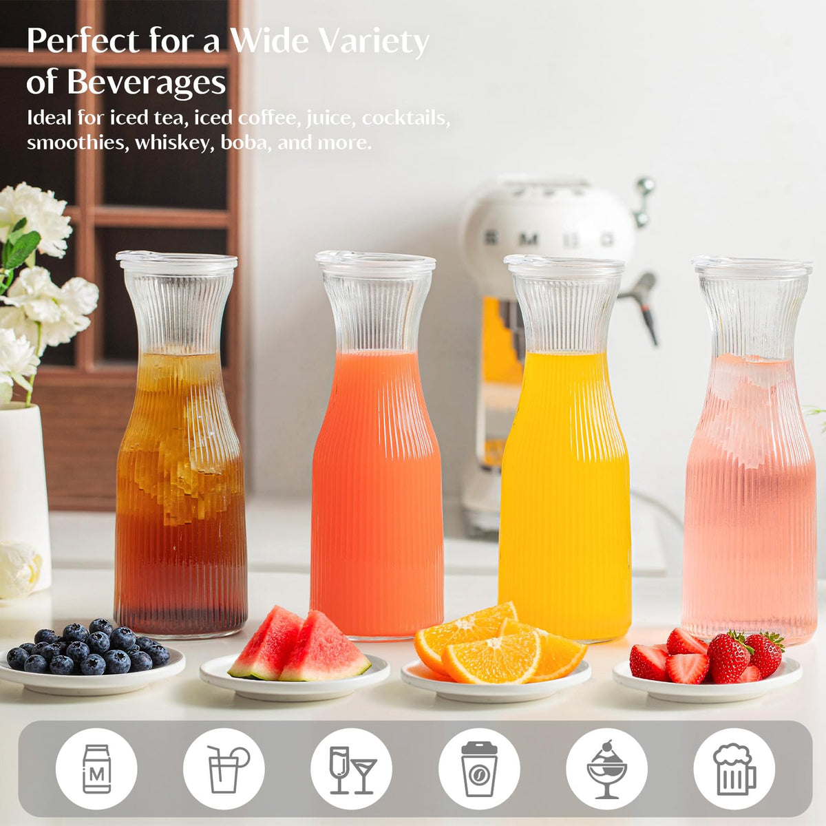 Dishwasher-safe glass carafes by INSETLAN in a clean setup