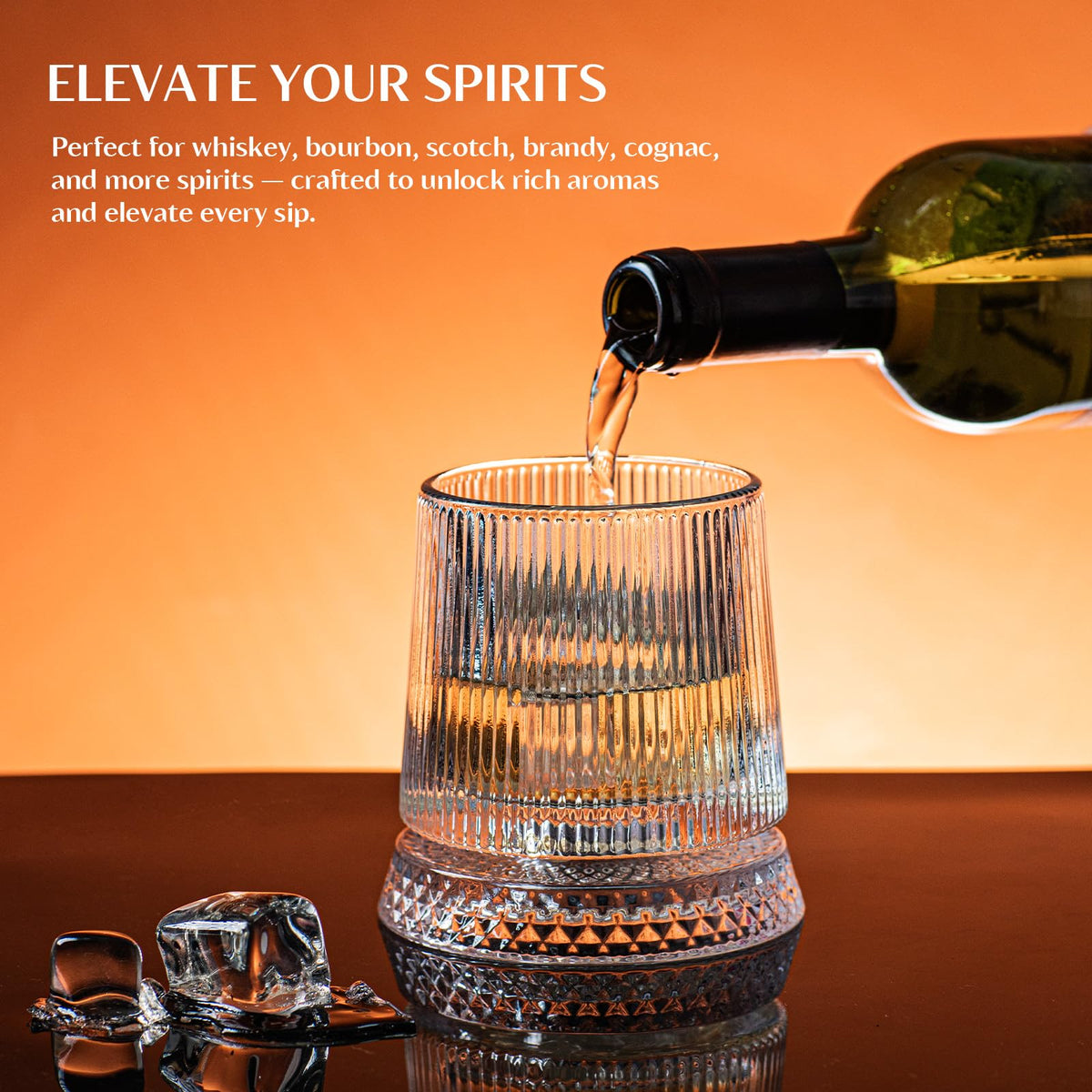 INSETLAN embossed old-fashioned glass with textured grip for secure handling.
