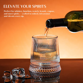 INSETLAN embossed old-fashioned glass with textured grip for secure handling.