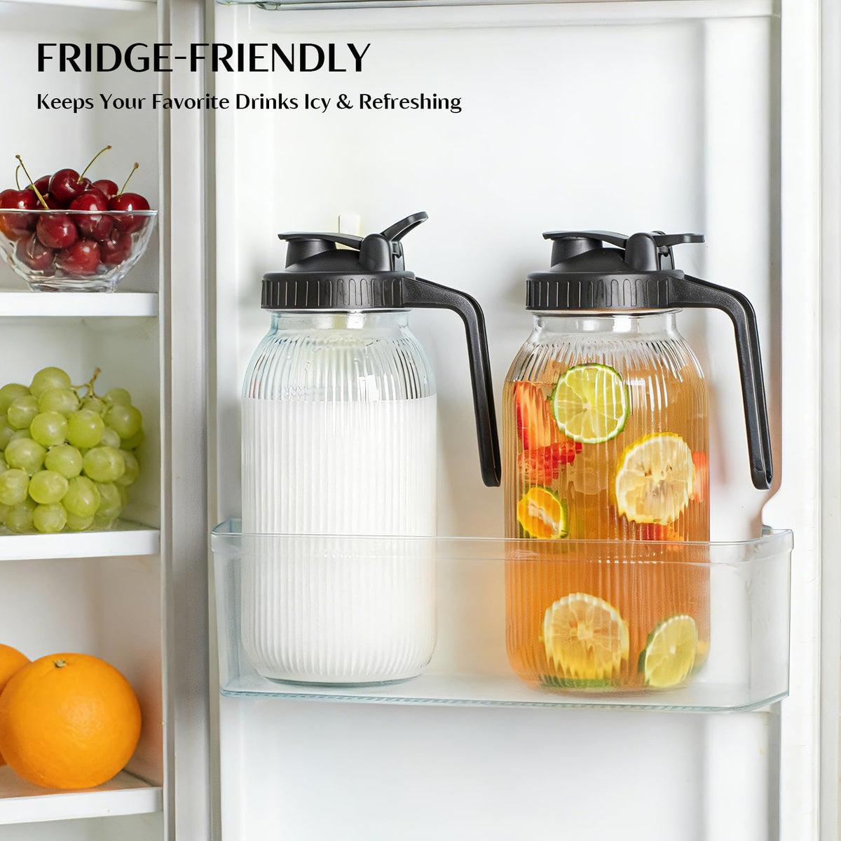 INSETLAN ribbed-design glass pitcher adds classic style to any table.