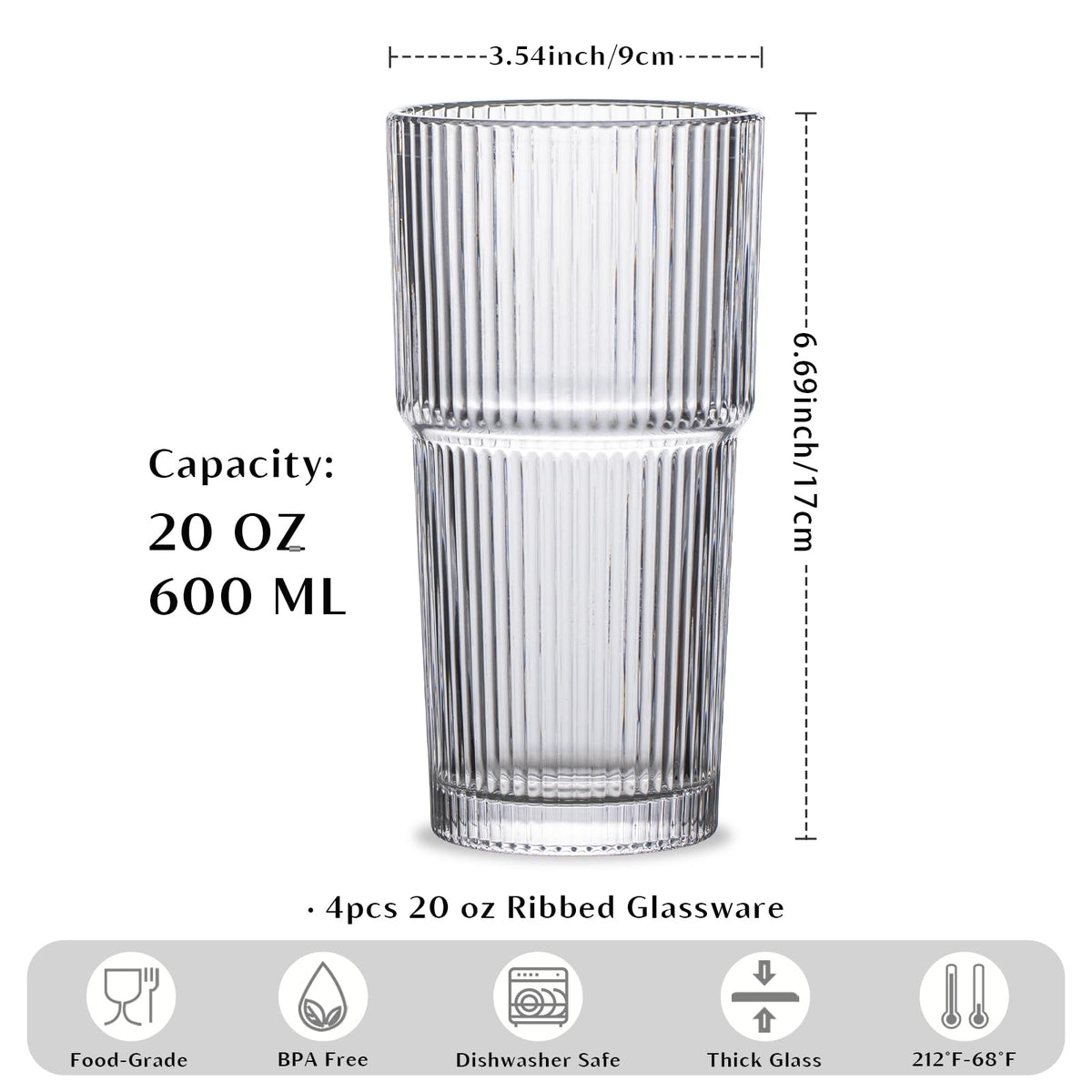 INSETLAN ribbed glass close-up shows texture and secure grip.