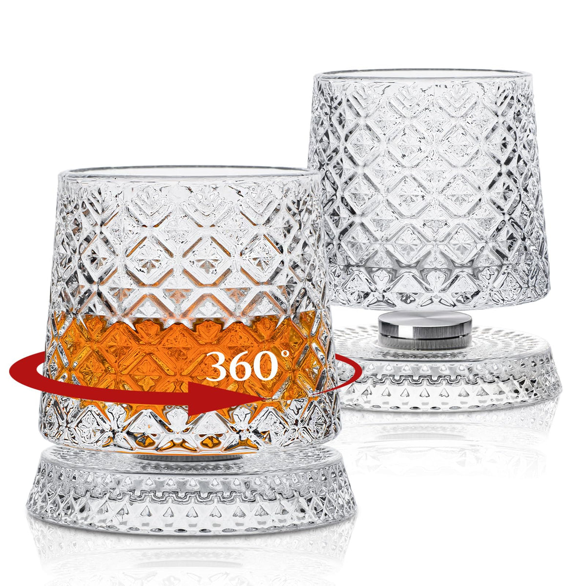 INSETLAN spinning whiskey glass demonstrates rotation enhancing aroma during tastings.