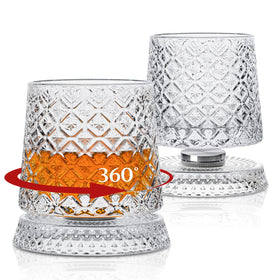 INSETLAN spinning whiskey glass demonstrates rotation enhancing aroma during tastings.