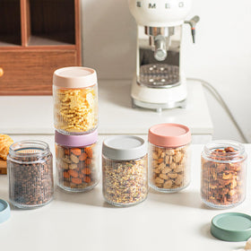 INSETLAN stackable overnight oats jar saves space with tight-sealing lids.