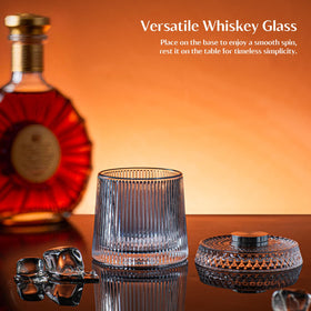 INSETLAN textured grip surface on whiskey glass for confident handling.