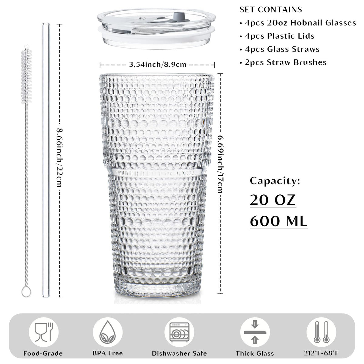 Thick-walled lead-free glass from INSETLAN emphasizes durability for everyday use.
