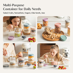 INSETLAN yogurt and fruit storage jar keeps contents visible and fresh.