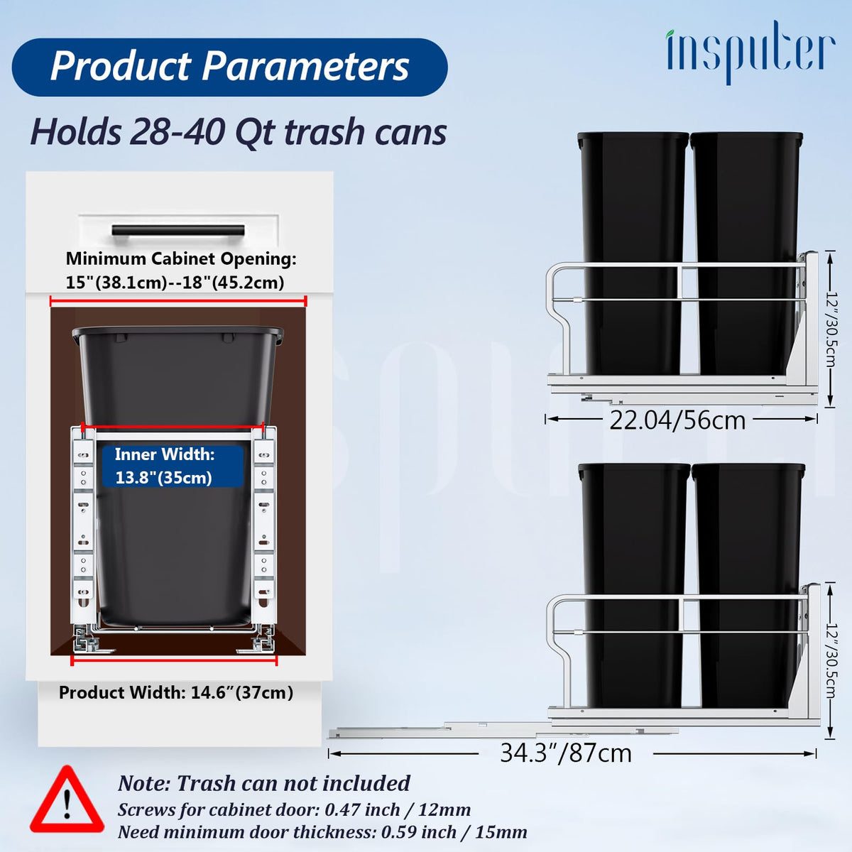 Insputer soft-close damping slides providing smooth, quiet operation.