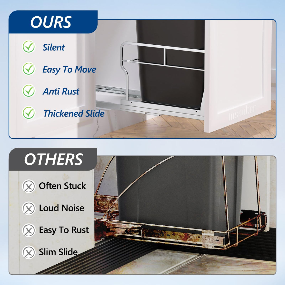 Insputer recycling trash pull-out under cabinet