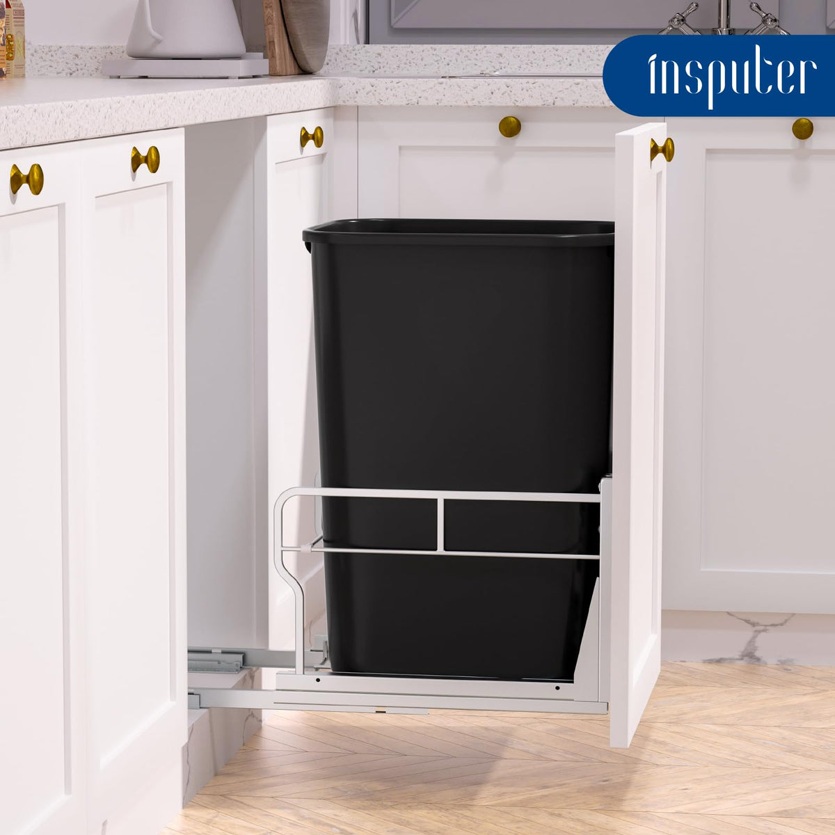Under-cabinet trash storage system by Insputer