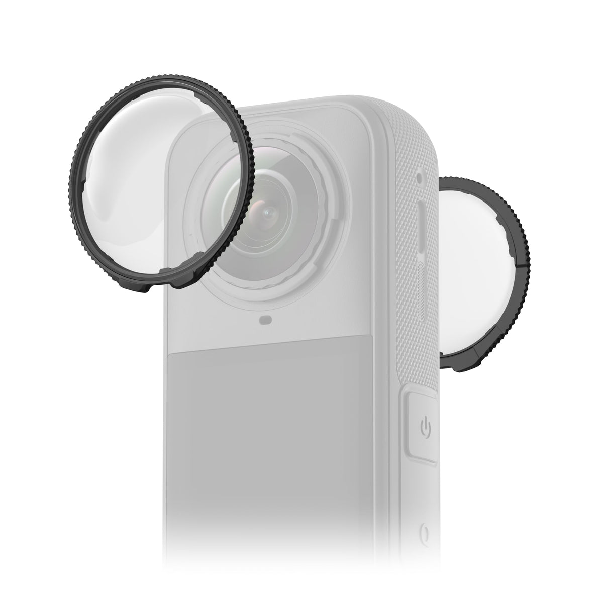 Insta360 Standard Lens Guards for X5 – front view protecting the camera's lenses