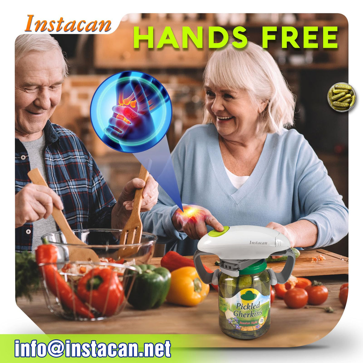 INSTACAN adjustable jaws fitting jars of various sizes