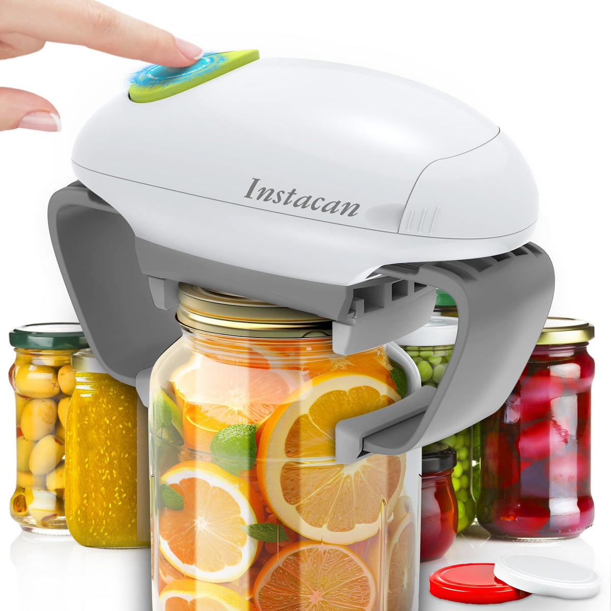 INSTACAN higher-torque jar opener showing strong lid grip for effortless opening