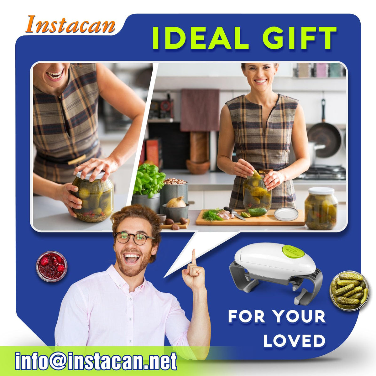 INSTACAN kitchen ease jar opener compactly stored in a drawer
