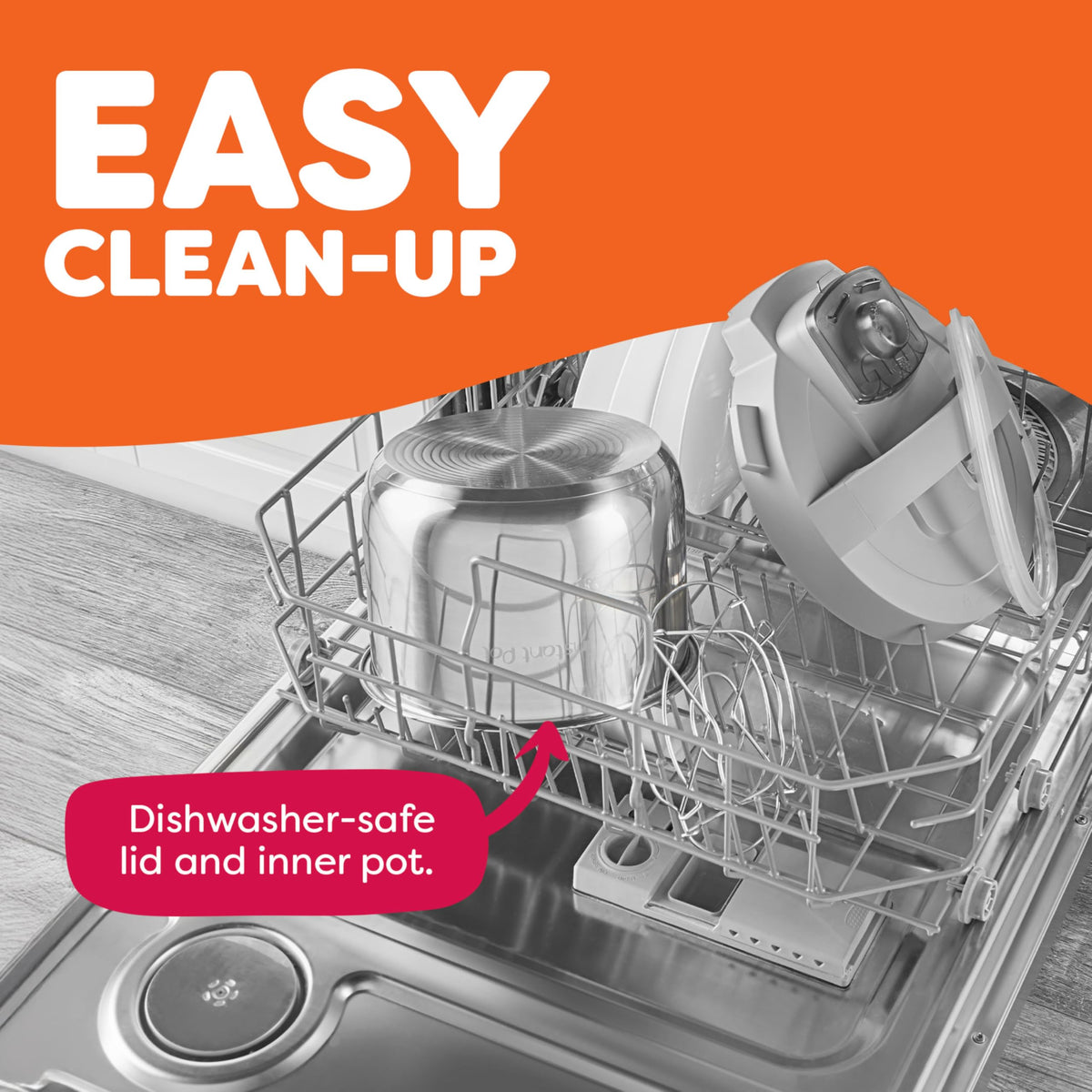 Instant Pot dishwasher-safe lid and inner pot for easy cleanup