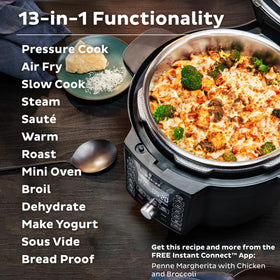 Instant Pot Duo Crisp EvenCrisp technology delivers a crisp finish with less oil.