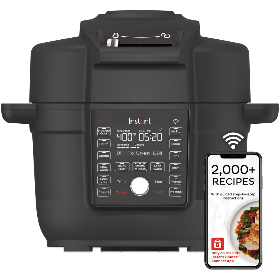 Instant Pot Duo Crisp Ultimate Lid enables quick mode switching for faster weeknight meals.