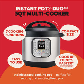 Instant Pot Duo Mini control panel with 7 programs for flexible cooking.