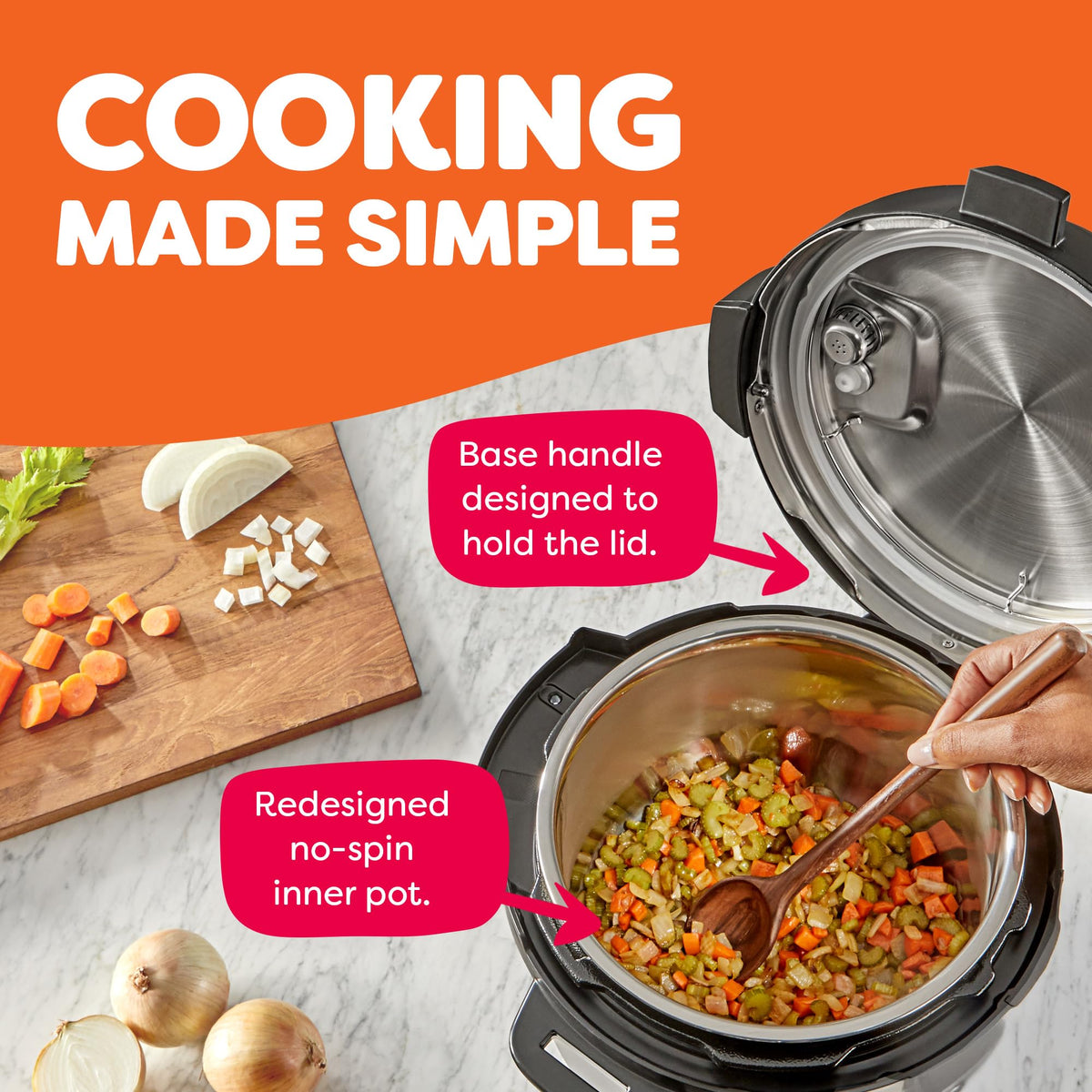 Instant Pot Duo Plus 6-quart capacity fits family dinners and meal prep.