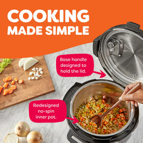 Instant Pot Duo Plus 6-quart capacity fits family dinners and meal prep.