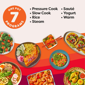 Instant Pot Duo stainless-steel pot highlights even searing and browning.