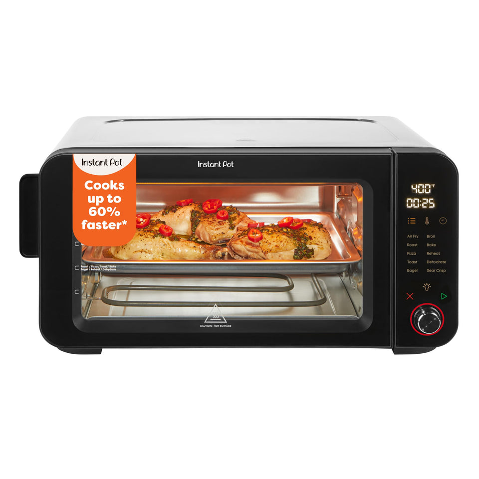 Instant Pot front view with control panel showing versatile cooking options for quick meals
