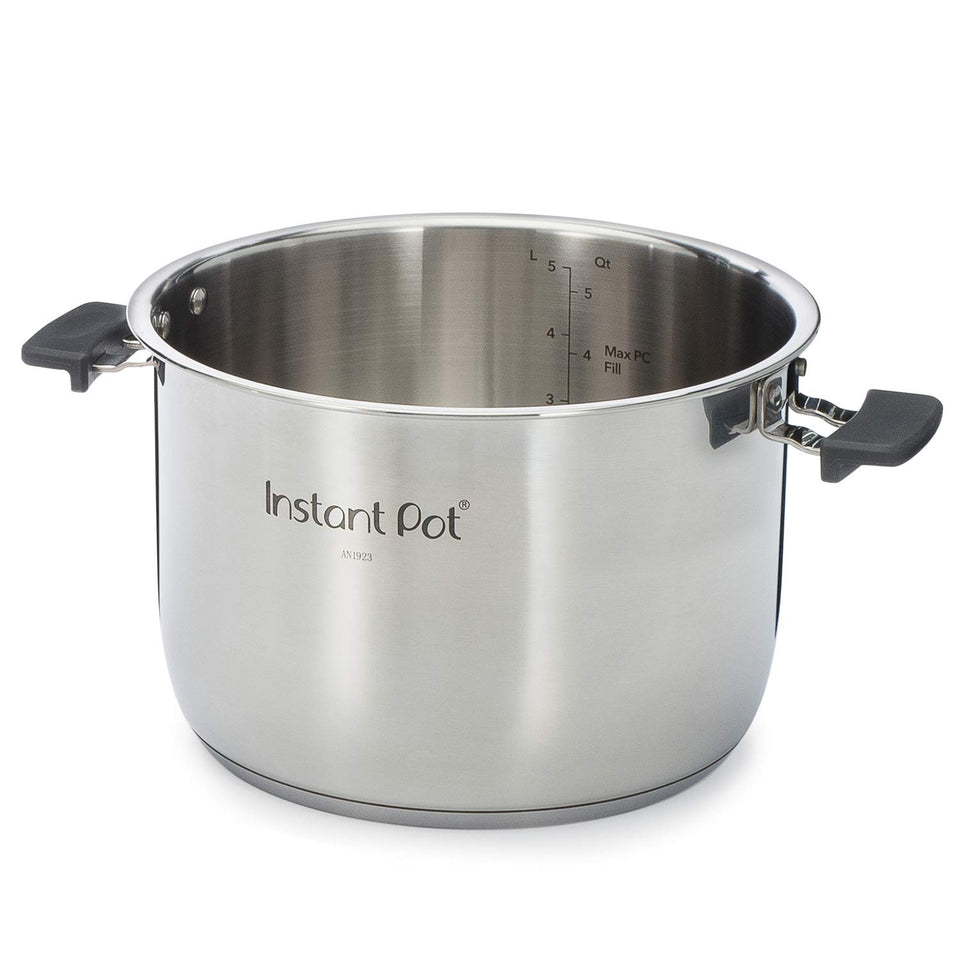 Instant Pot inner pot with handles, easy grip for 6-quart cooking.