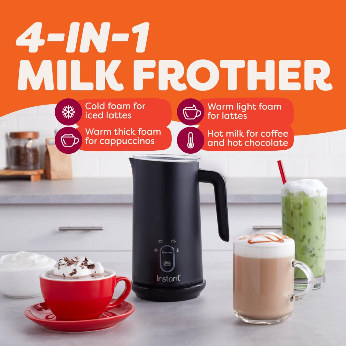 Instant Pot Milk Frother creates cold foam for iced coffees