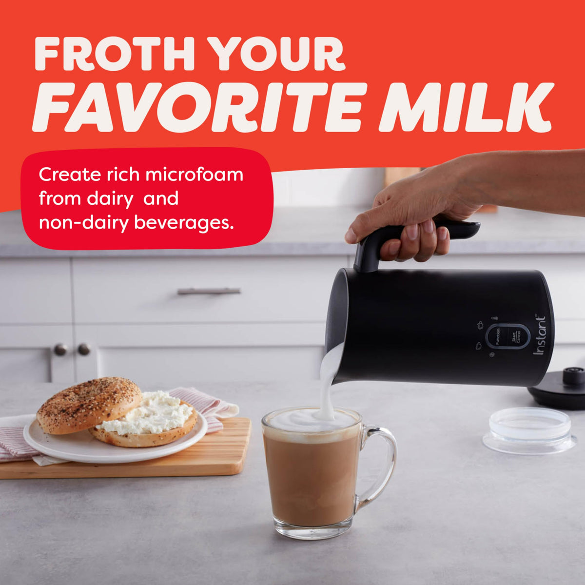 Instant Pot Milk Frother renders light warm foam for smooth latte tops