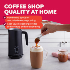 Instant Pot Milk Frother features a precise pour spout for latte pouring