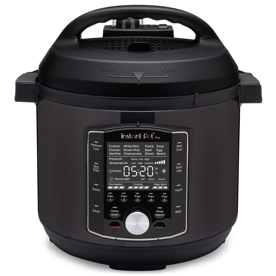 Instant Pot Pro front view with 6-quart capacity for family meals.