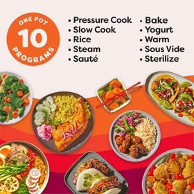 Lid with steam release for safe, quiet venting on Instant Pot Pro.