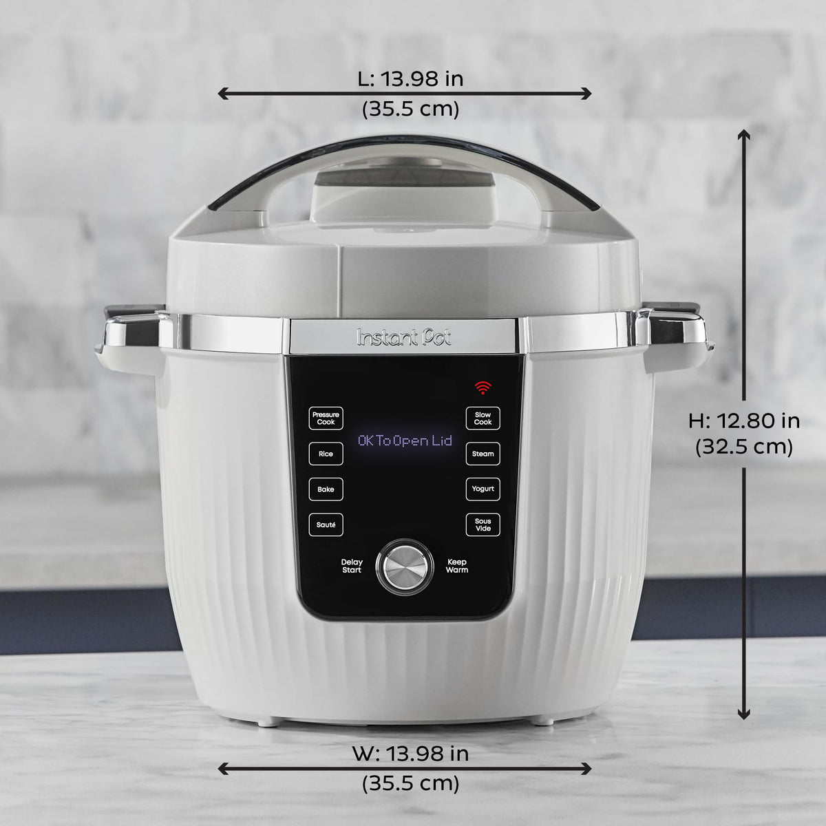 Instant Pot PRO Max inner pot highlighting stainless steel and even heating.