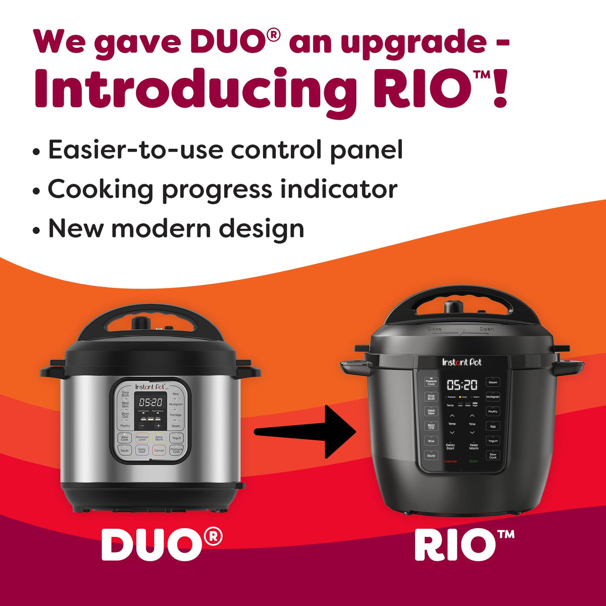 Sauté mode activator on Rio 7-in-1 for browning and flavor.