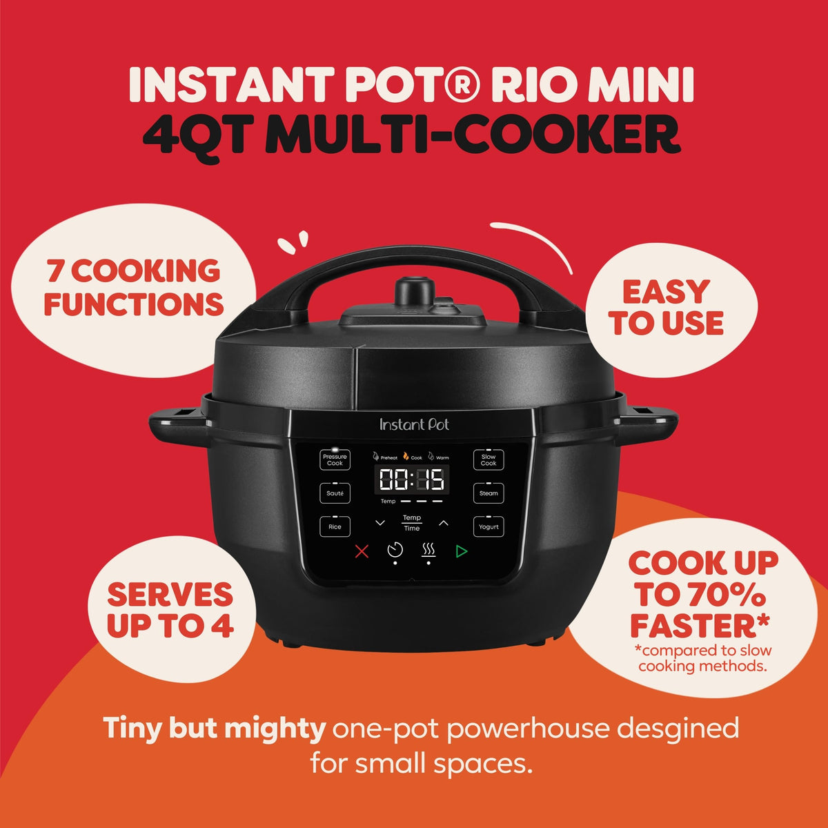 Instant Pot Rio Mini 7-functions chart—convenient versatility for quick weeknight meals