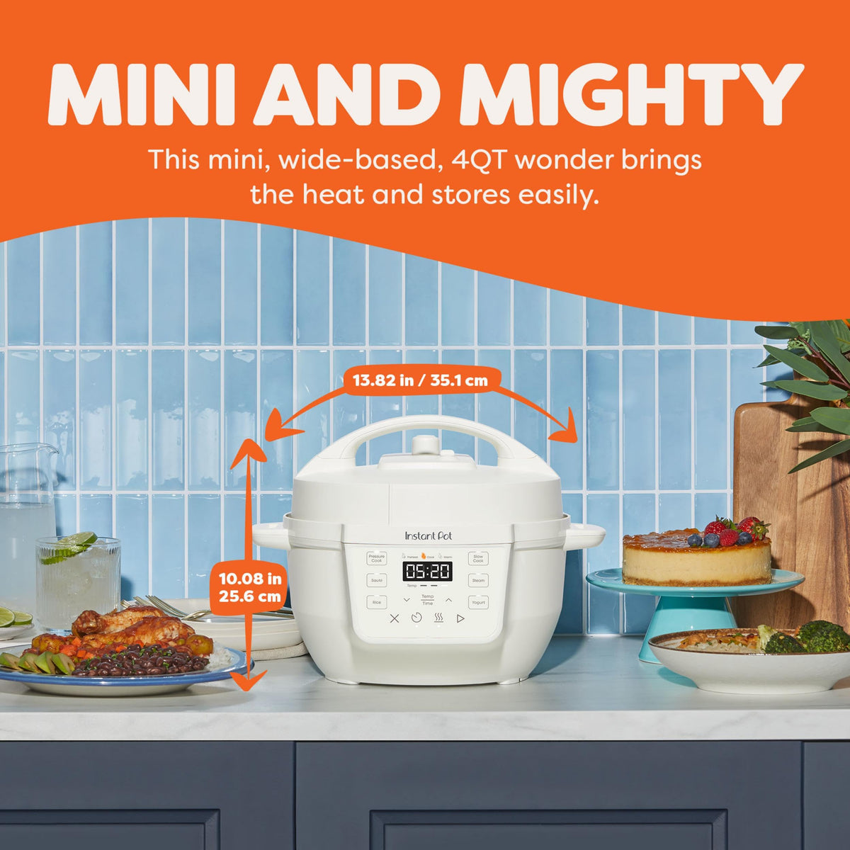 Instant Pot Rio Mini on a compact kitchen counter for space-saving cooking