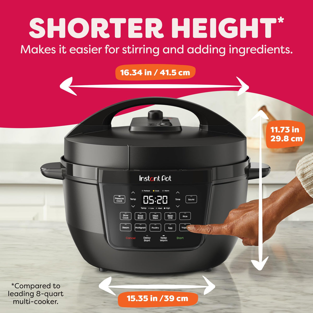 Instant Pot Rio Wide anti-spin pot supports steady sautéing.