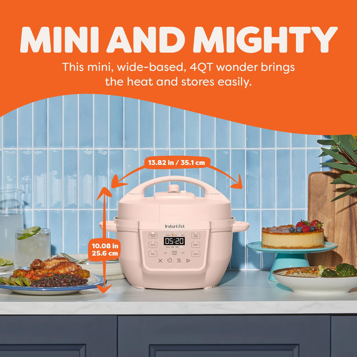 Rosewater finish on Instant Pot Rio Mini adds contemporary style.