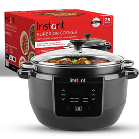 Instant Pot Superior Cooker front view with dial for quick family meals.