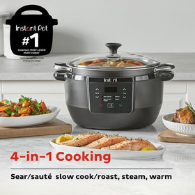 Instant Pot Superior Cooker inner pot is lightweight aluminum.