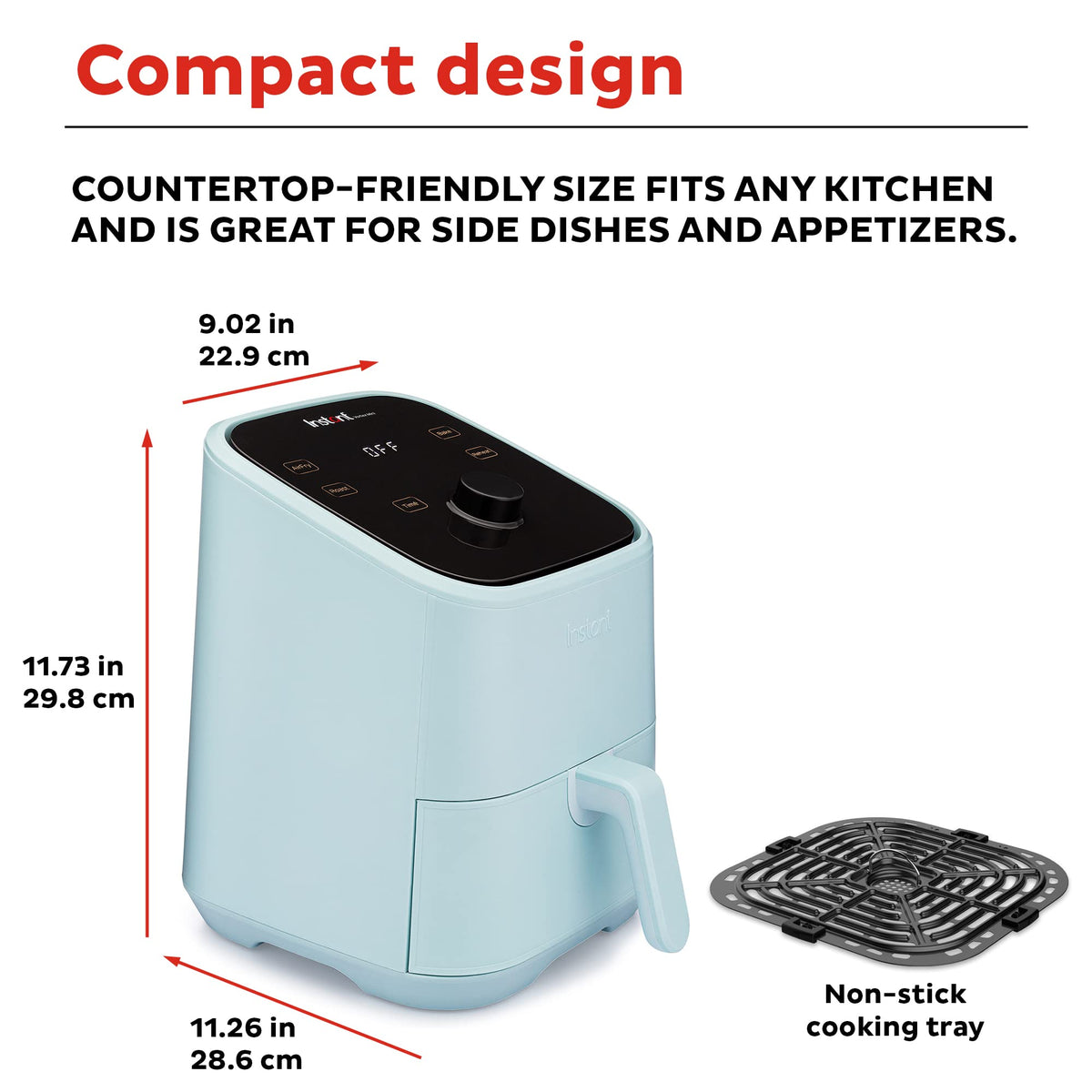 Instant Pot Vortex 2QT non-stick basket and tray are dishwasher safe